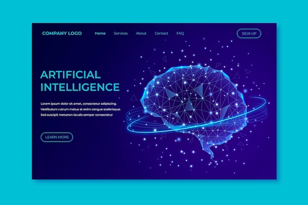 Vector artificial intelligence landing page template