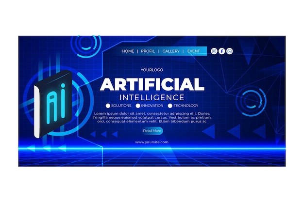 Vector artificial intelligence landing page template