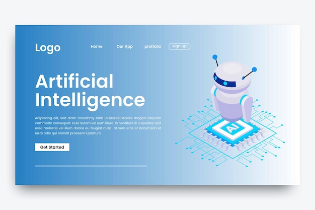 ベクトル 人工知能ランディング ページ ui デザイン テンプレート