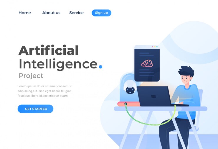 Vector artificial intelligence landing page