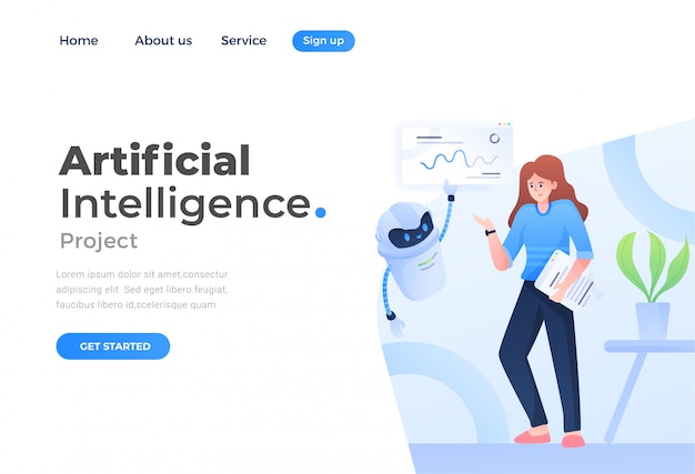 Vector artificial intelligence landing page