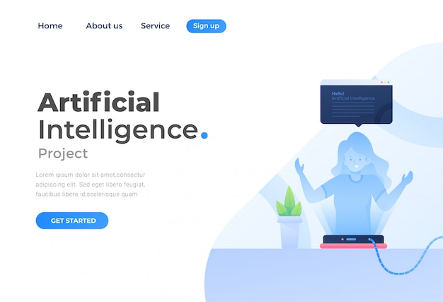 Vector artificial intelligence landing page
