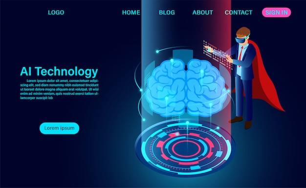 Vettore pagina di destinazione dell'intelligenza artificiale