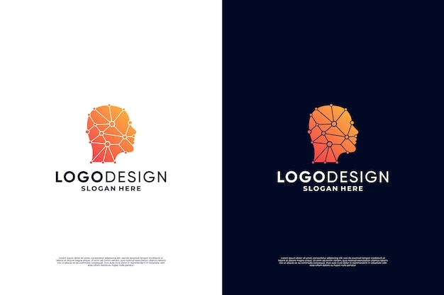 Vector artificial intelligence logo design digital brain connection logo