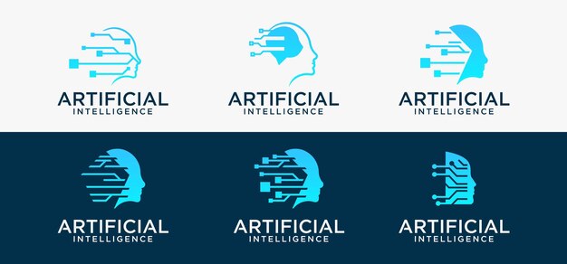 Vector artificial intelligence logo future technology logo vector smart man future technology