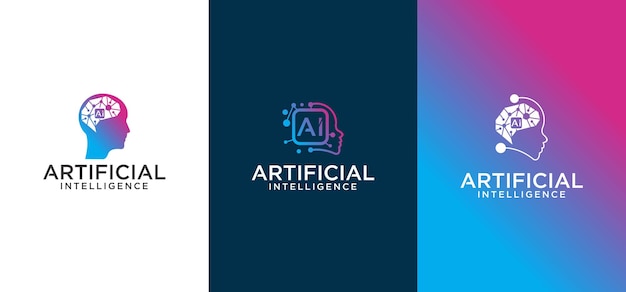 Vector artificial intelligence logo future technology logo vector smart man future technology