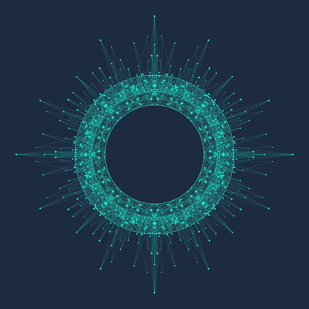 Logo dell'intelligenza artificiale concetto di apprendimento automatico reti neurali del cervello digitale e elaborazione dell'apprendimento sfondo del flusso di dati di grandi dimensioni illustrazione vettoriale