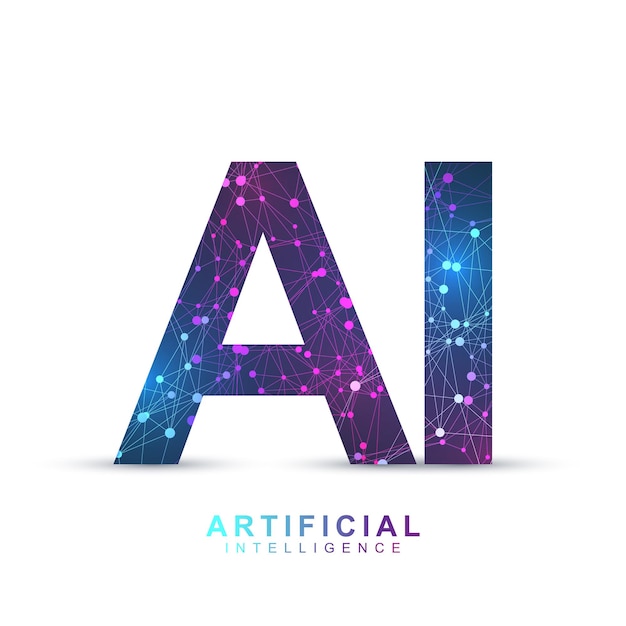 Vector artificial intelligence logo plexus effect