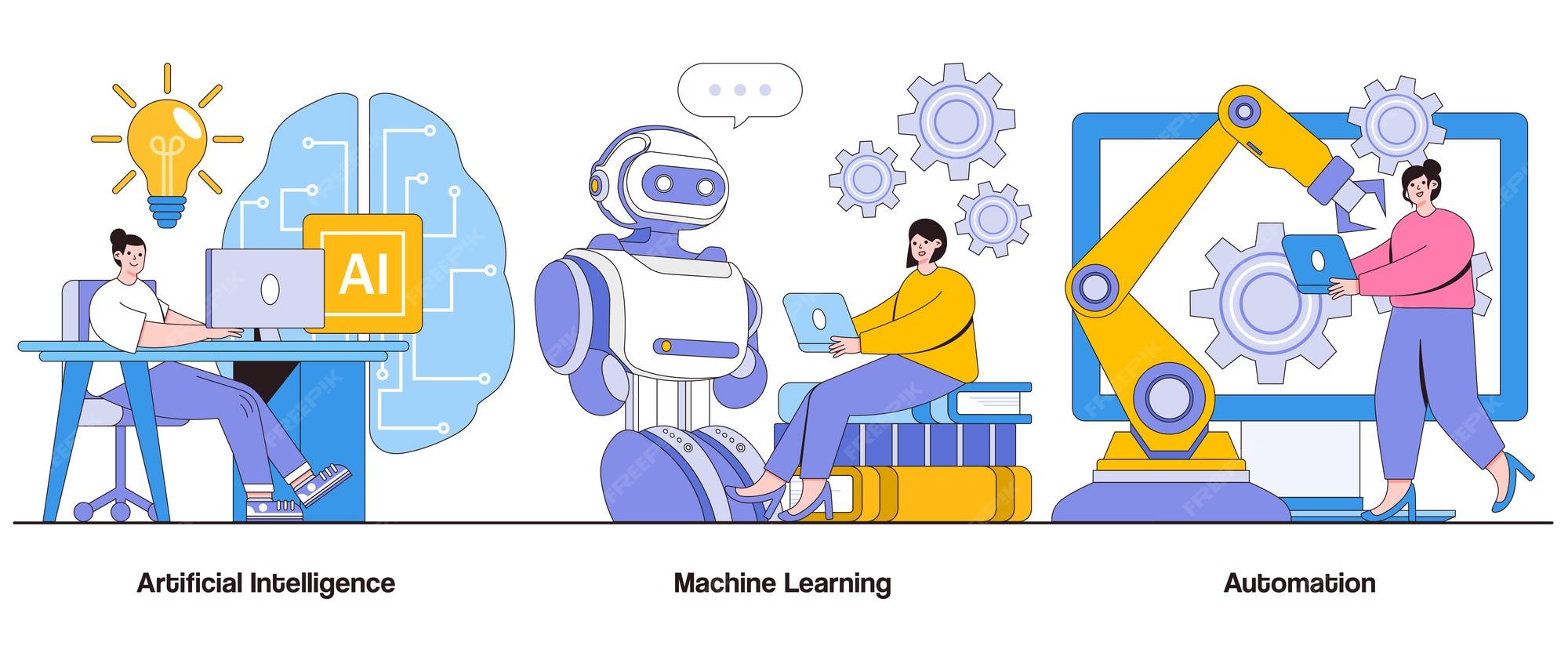 Premium Vector | Artificial intelligence machine learning automation ...