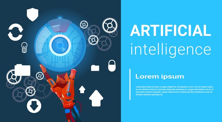 Vector artificial intelligence modern robot brain technology 