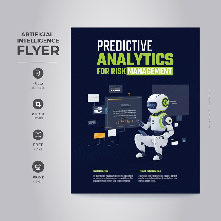 Vector artificial intelligence predictive analytics flyer design