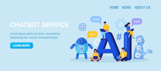 Artificial intelligence robot answer questions provide smart conversation Online communication with chat bot AI assistant answer customer in support service Users chatting with chatbot in messenger