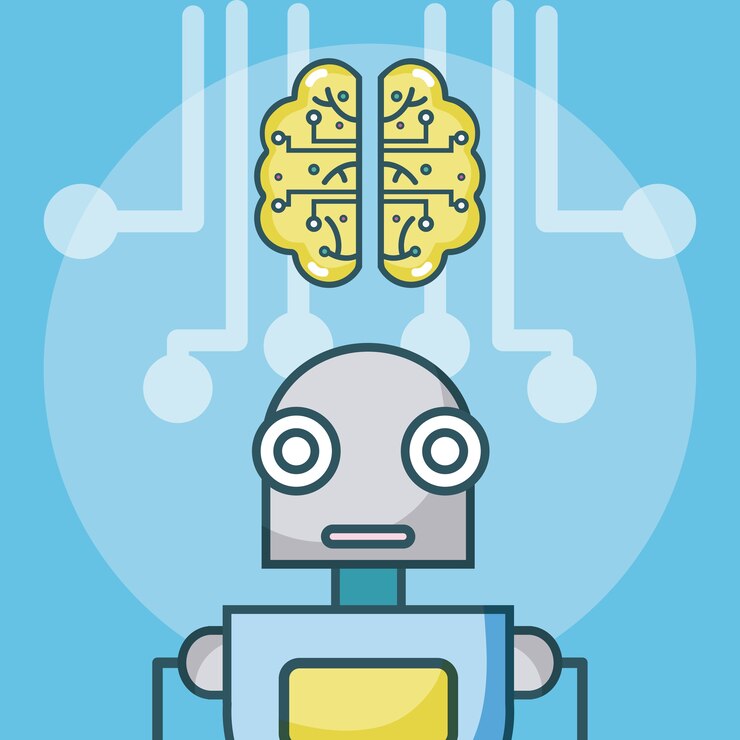 Vector artificial intelligence robot cartoon concept 