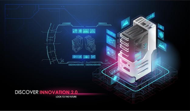 Artificial intelligence and robotic quantum computing processor concept.