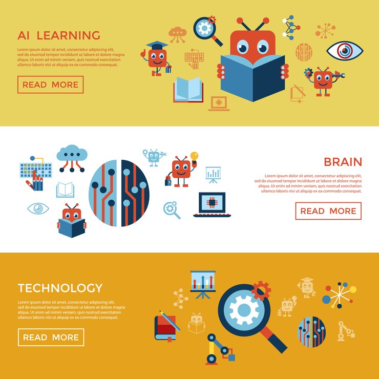 Vector artificial intelligence self learning icon collection