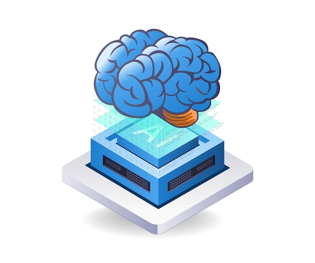 Artificial intelligence server technology infographic 3d illustration flat isometric