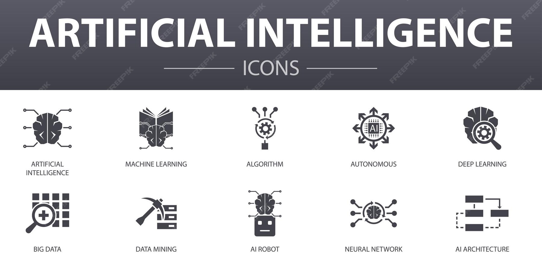 Premium Vector | Artificial intelligence simple concept icons set ...