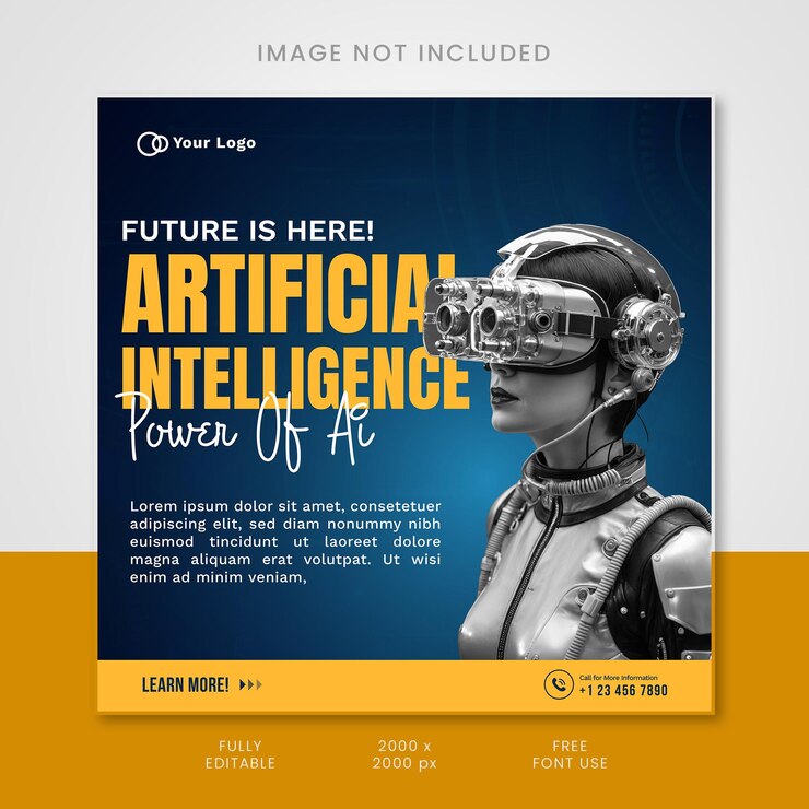 Artificial Intelligence Social Media Post Template Design