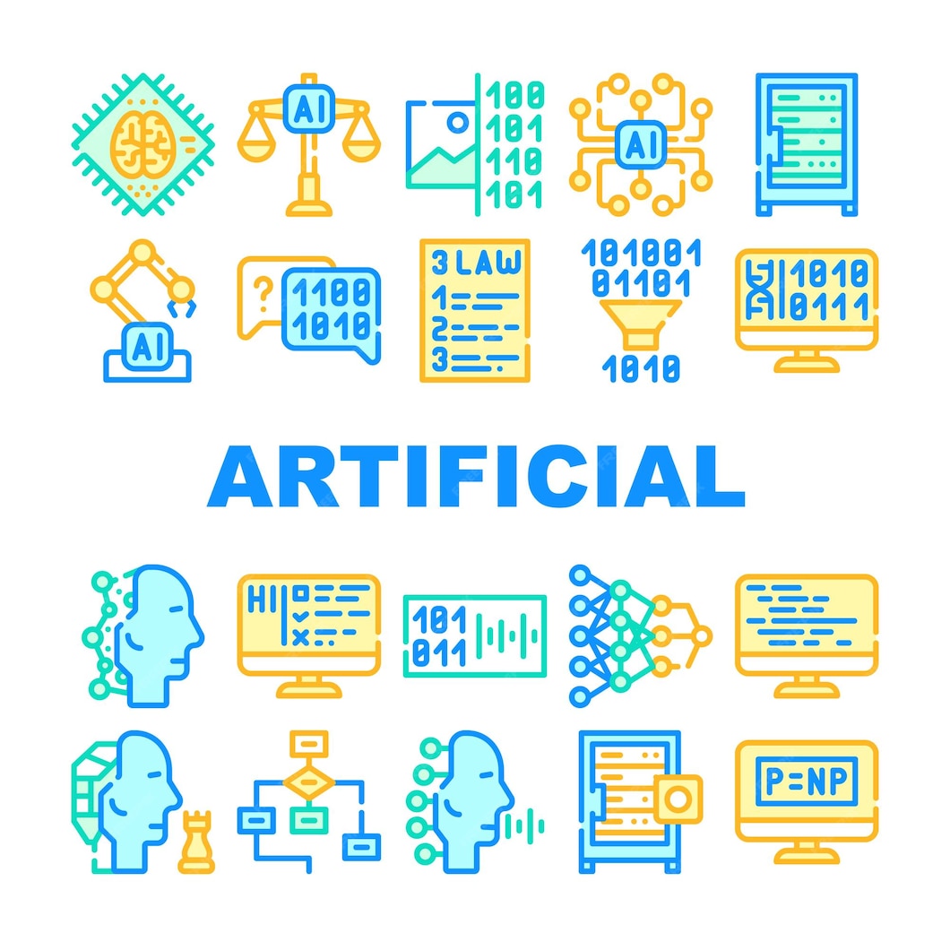 Premium Vector | Artificial intelligence system icons set vector ...
