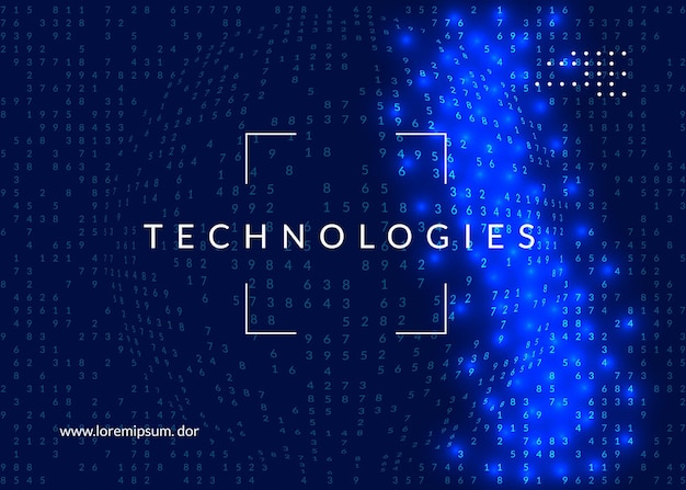 Artificial intelligence tech background. Digital technology, deep learning and big data concept. Abstract visual for server template. Geometric artificial intelligence tech backdrop.