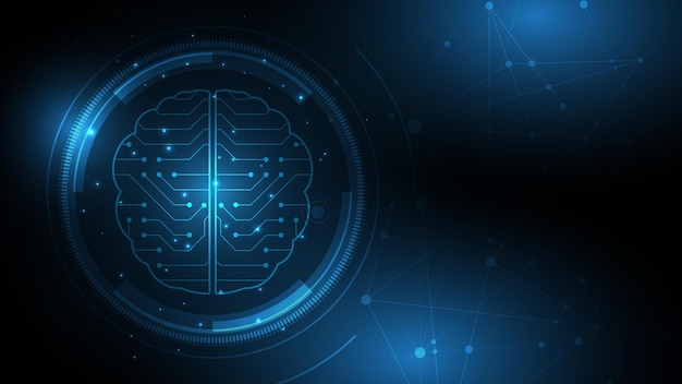 artificial intelligence technology background brain human graphic digital wire dot and line vector i