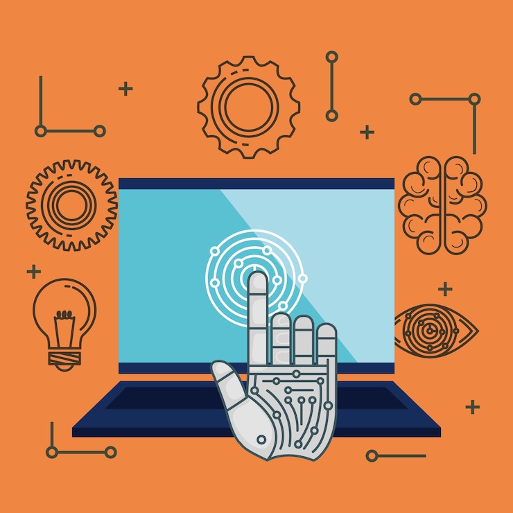 Vector artificial intelligence technology set icons