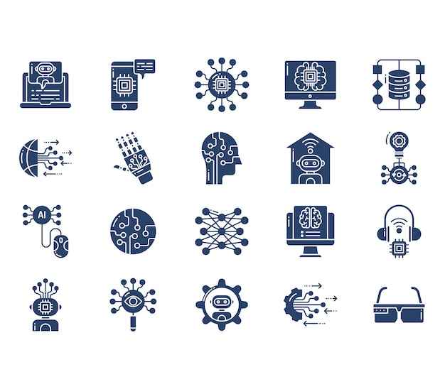 Artificial Intelligence vector icon set