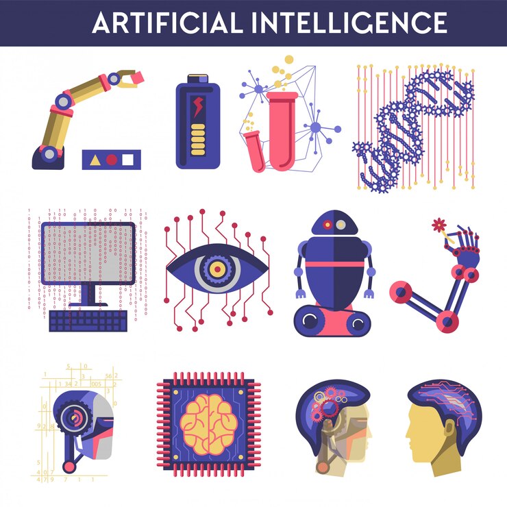 Vector artificial intelligence vector illustration of robot human mind