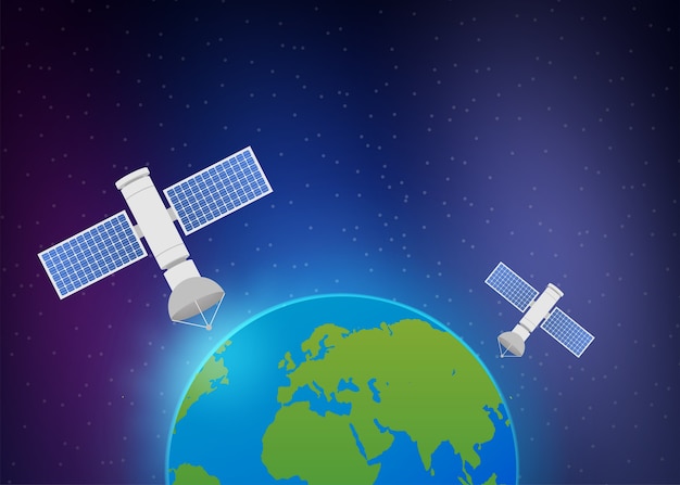 Vector artificial satellites orbiting the planet earth