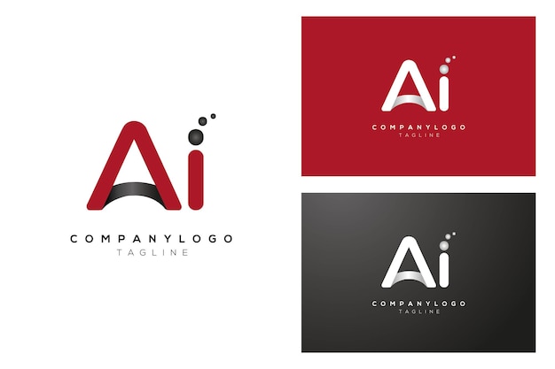 Artificial Technology logo with AI letter in creative design premium vector