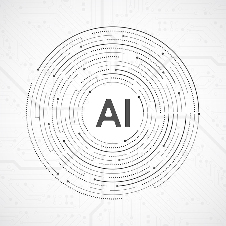 Vector artificiële intelligentie circuitlijn stijl machine learning ontwerp slimme netwerk digitale technologie