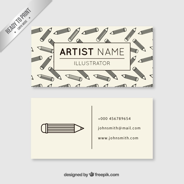 Artist business card with pencils