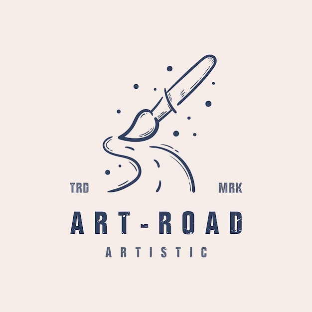 Artist paint brush creative concept Art road drawing logo icon hand drawn sketch illustration