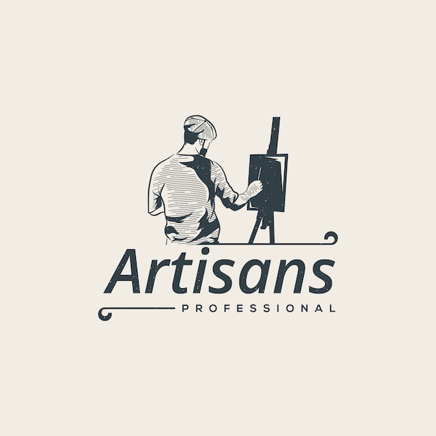 Artist painting logo template