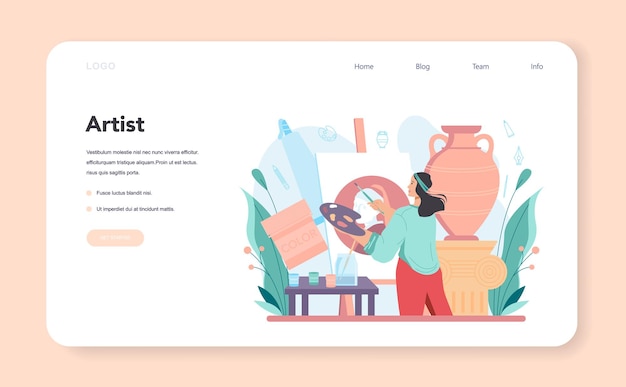 ベクトル アーティストのウェブバナーまたはランディングページのプロのイラストレーター