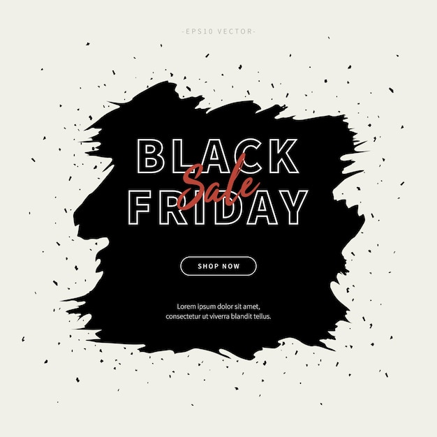 Vector artistic black friday sale background with ink brush