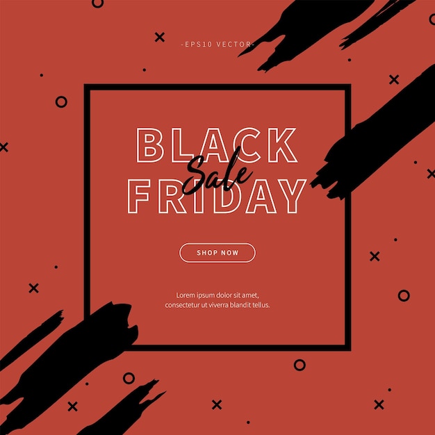 Vector artistic black friday sale background with ink brush