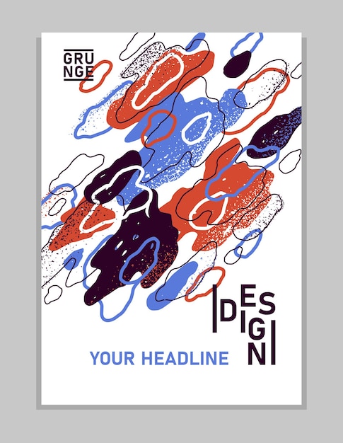 Artistic brochure vector abstract design with hand drawn elements, stylish colorful art abstraction cover for book magazine or flyer, leaflet or advertising poster template.