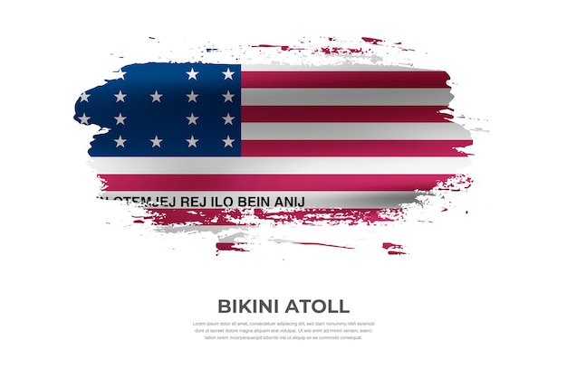 Artistic cloth folded brush flag of Bikini Atoll with paint smears effect on white background