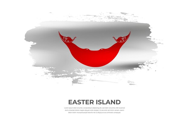 Artistic cloth folded brush flag of Easter Island with paint smears effect on white background