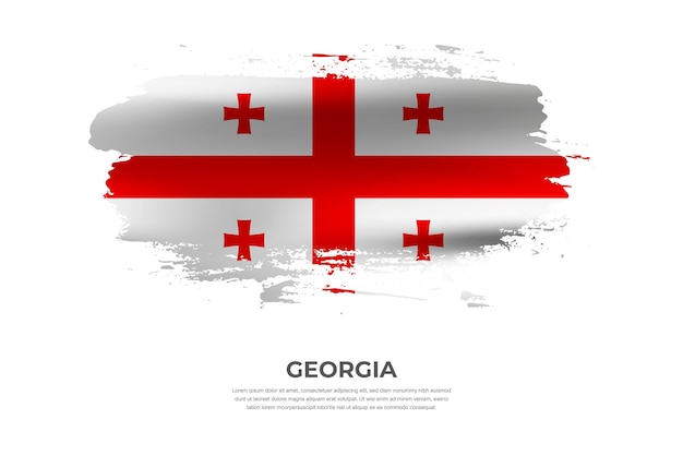 Artistic cloth folded brush flag of georgia with paint smears effect on white background