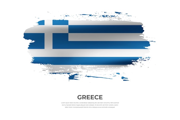 Artistic cloth folded brush flag of Greece with paint smears effect on white background