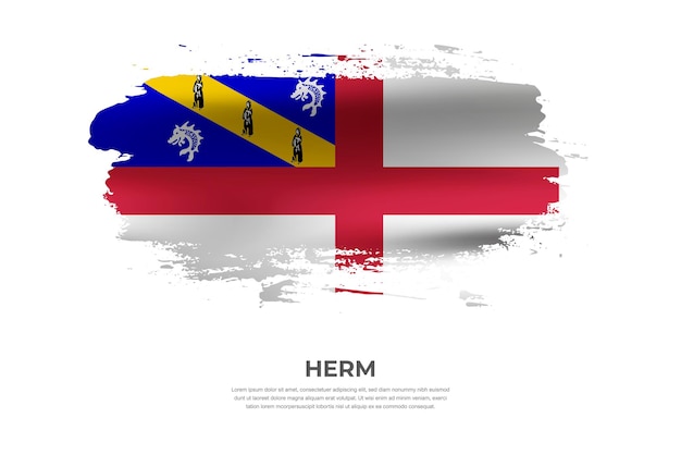 Artistic cloth folded brush flag of herm with paint smears effect on white background