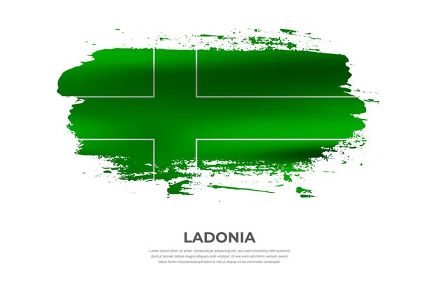 Artistic cloth folded brush flag of Ladonia with paint smears effect on white background