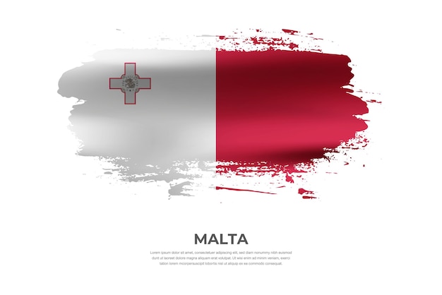 Vector artistic cloth folded brush flag of malta with paint smears effect on white background