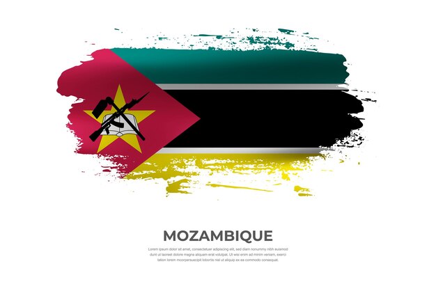 Vector artistic cloth folded brush flag of mozambique with paint smears effect on white background