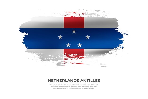 Artistic cloth folded brush flag of Netherlands Antilles with paint effect on white background