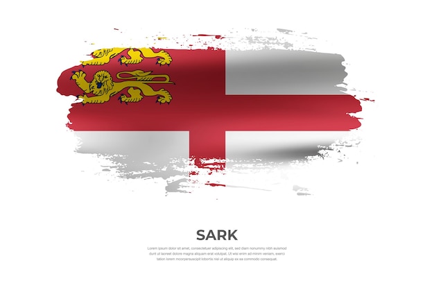 Artistic cloth folded brush flag of Sark with paint smears effect on white background