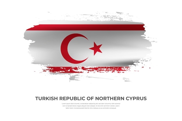 ペンキ汚れ効果を持つ北キプロス トルコ共和国の芸術的な布折りブラシ フラグ