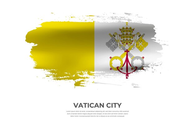 Artistic cloth folded brush flag of Vatican City with paint smears effect on white background